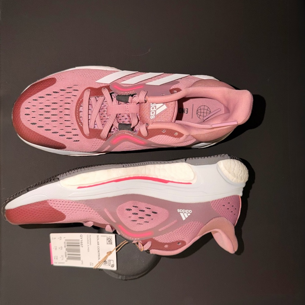 Adidas Pink and White Running Shoes - Solar Control